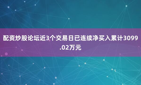 配资炒股论坛近3个交易日已连续净买入累计3099.02万元